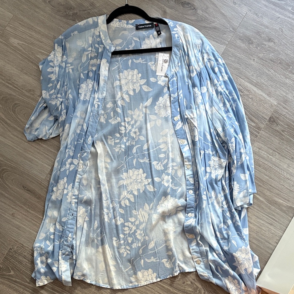 Claire France Sky Blue and White Floral